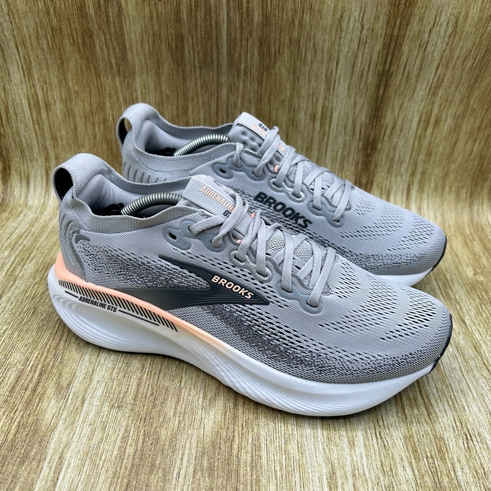 Brooks Adrenaline GTS 25 Women's Size 9 Grey Peach Running Shoes 1204431B032